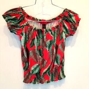 Hot Kiss Girls Tropical Elasticized Stretch Polyester Spandex Top Women's Size M